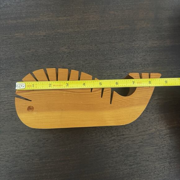 MCM Wooden Whale Letter Napkin Holder Solid Wood Handmade Carved in England VTG - Picture 10 of 14